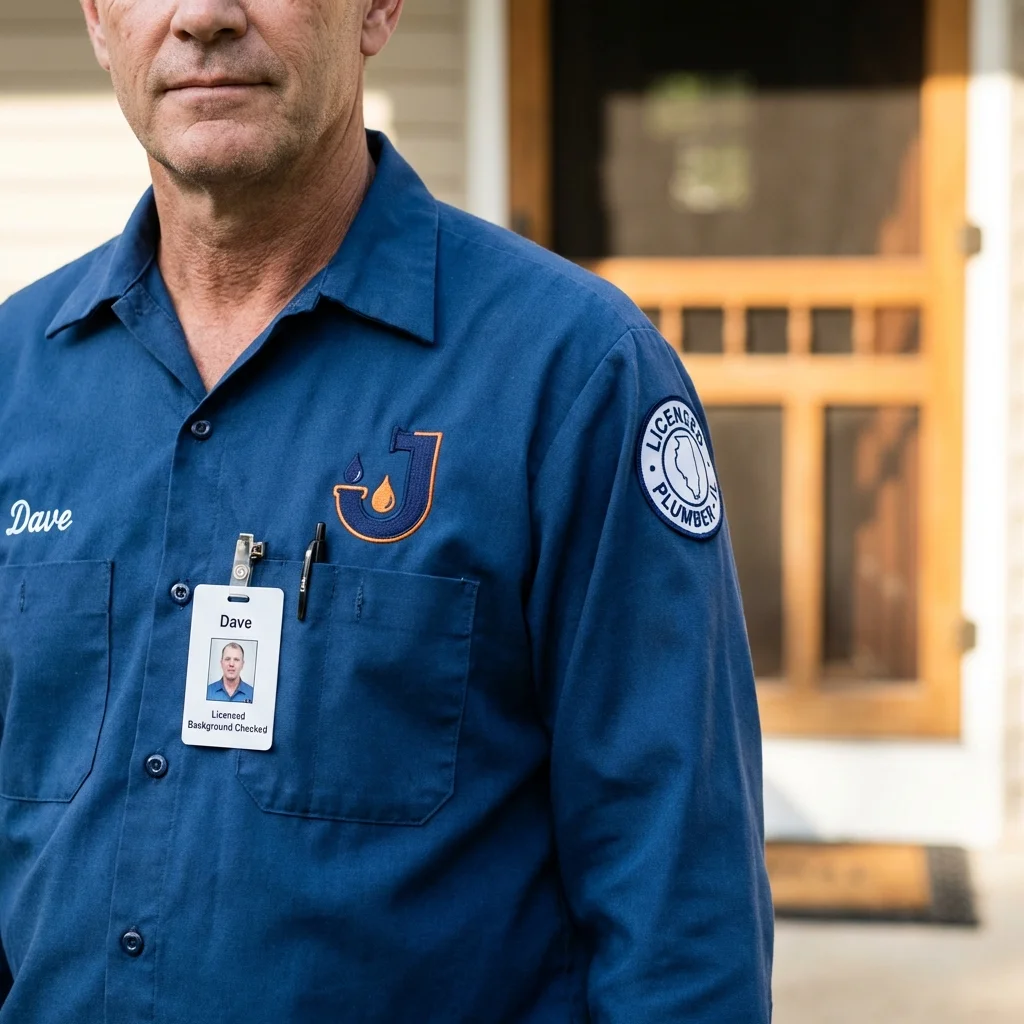 Licensed plumber showing ID badge in Linden, TN